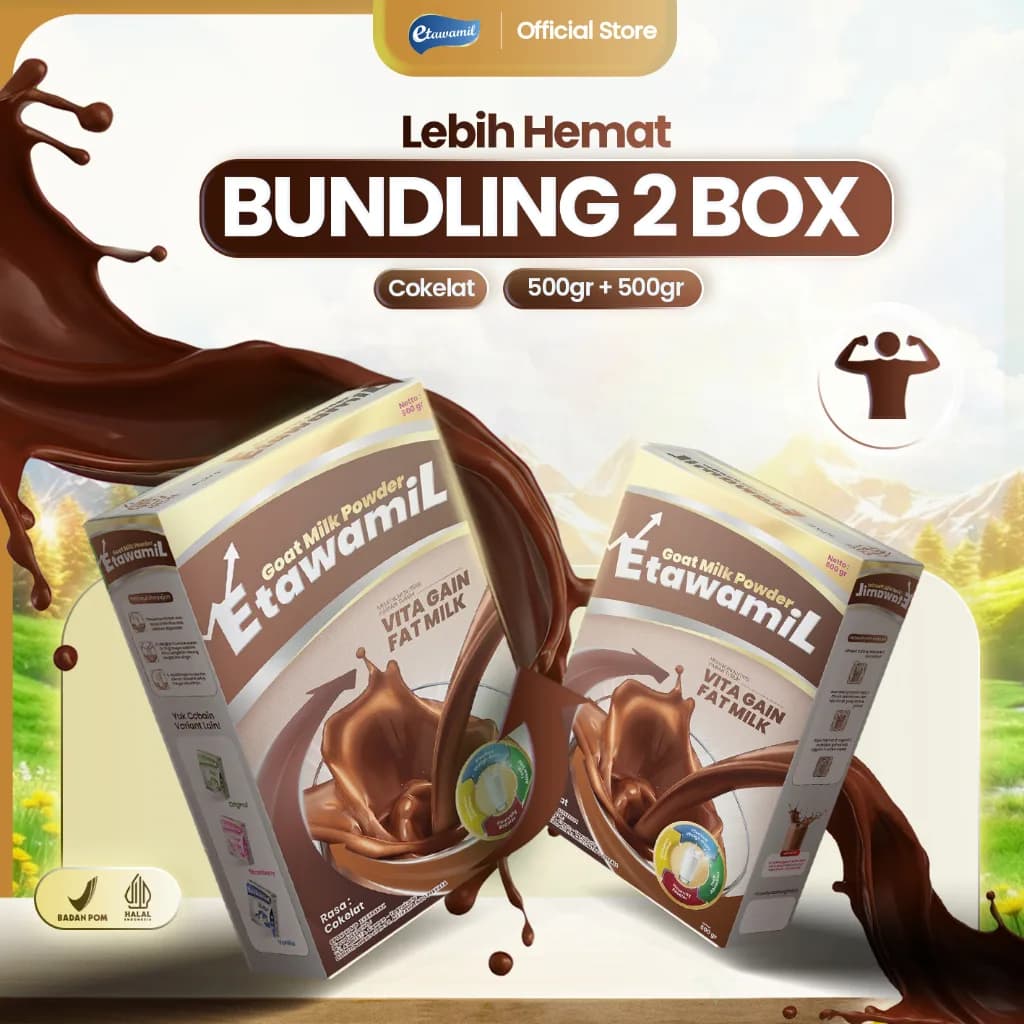 ETAWAMIL WEIGHT GAIN - Susu Penambah Berat Badan | Bantu Gemuk Sehat 2 Box @ 500 gram, gambar kedua