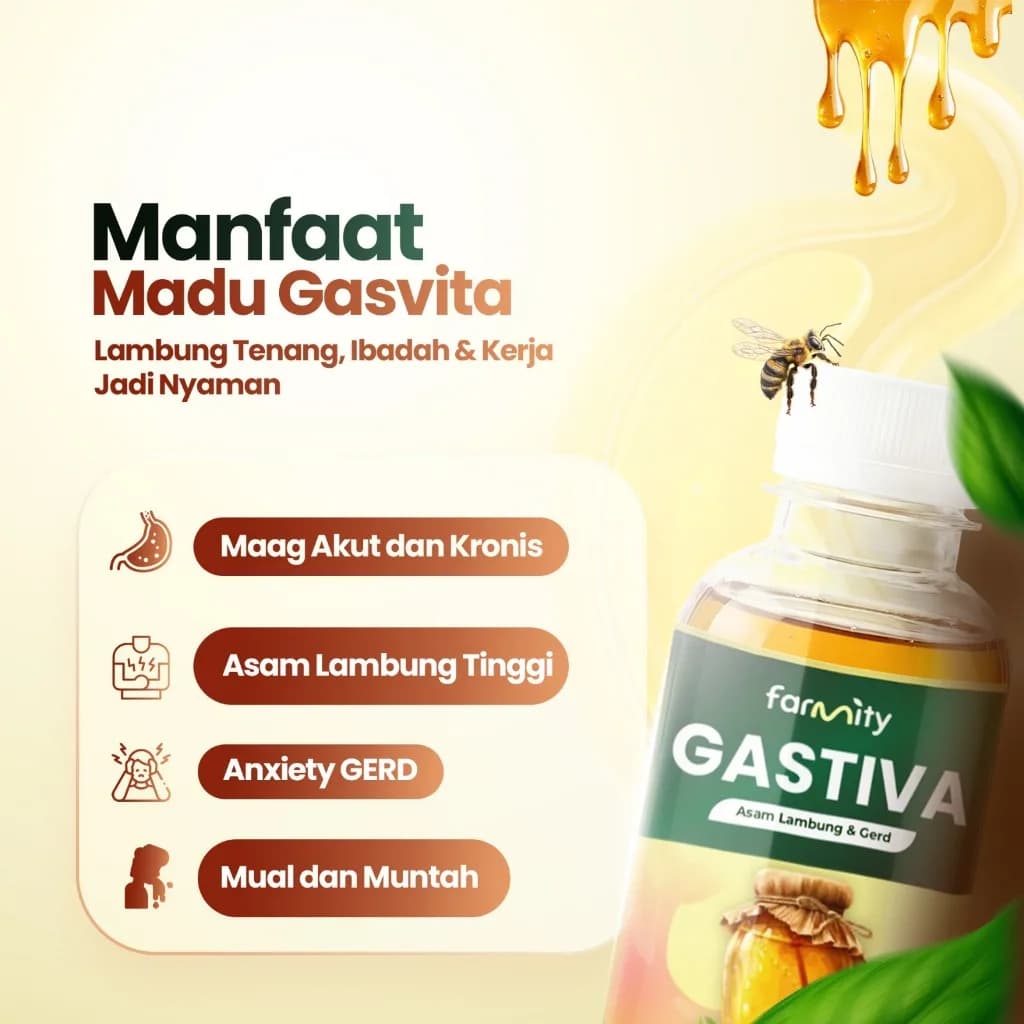 MADU GASTIVA Madu Gerd & Asam Lambung – Madu Herbal untuk GERD, Perut Perih, Maag, Perut Kembung Original 200gr, gambar kedua