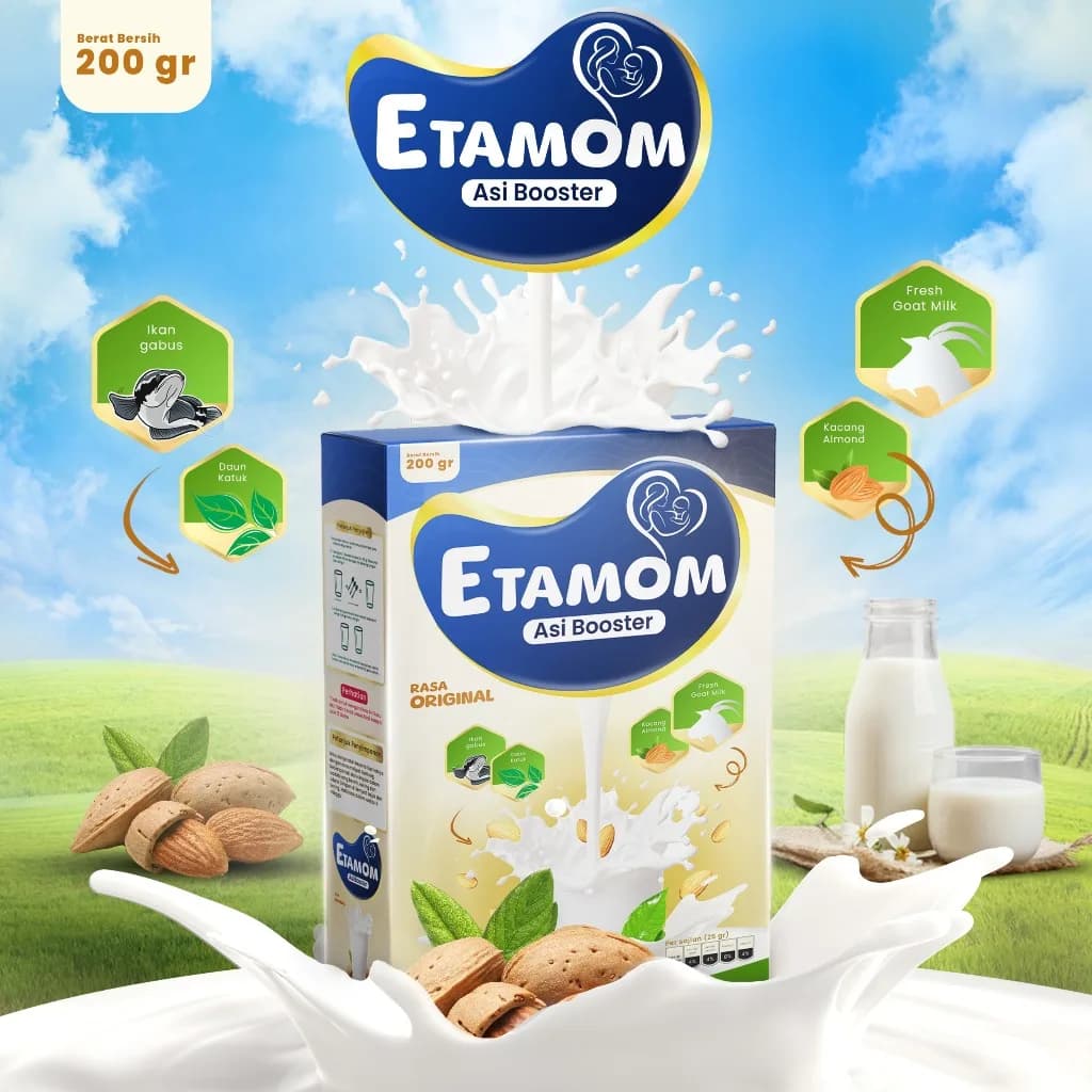 ETAMOM Susu Etawa Almond & Daun Katuk 200g | Nutrisi Ibu Menyusui | Rasa Lezat, gambar kedua