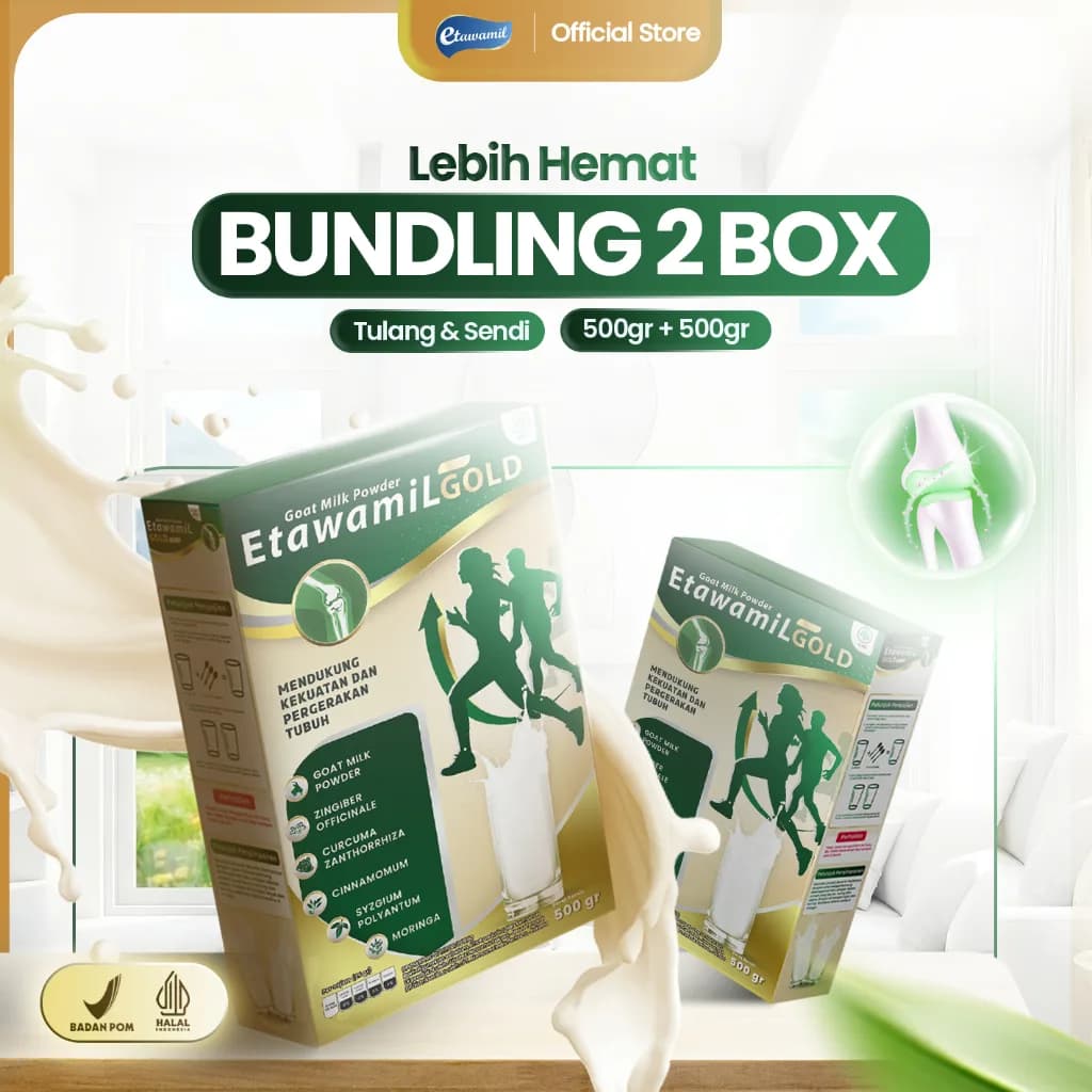 ETAWAMIL GOLD Plus Herbal - Susu Nutrisi Atasi Nyeri Tulang & Sendi, Anti Inflamasi 2 Box @ 500 gram