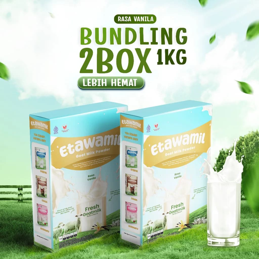 ETAWAMIL - Bundling 2 Box Susu Kambing Etawa Bubuk Rasa Vanila 1 KG, gambar kedua