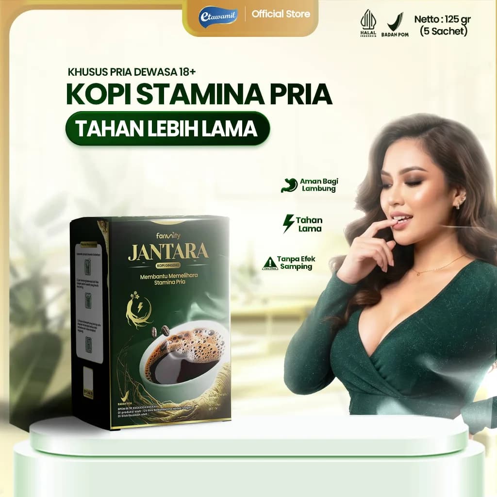 JANTARA Kopi Ginseng Herbal – Minuman Kopi Instan Bubuk St4mina Pria 25gr x 5 sachet