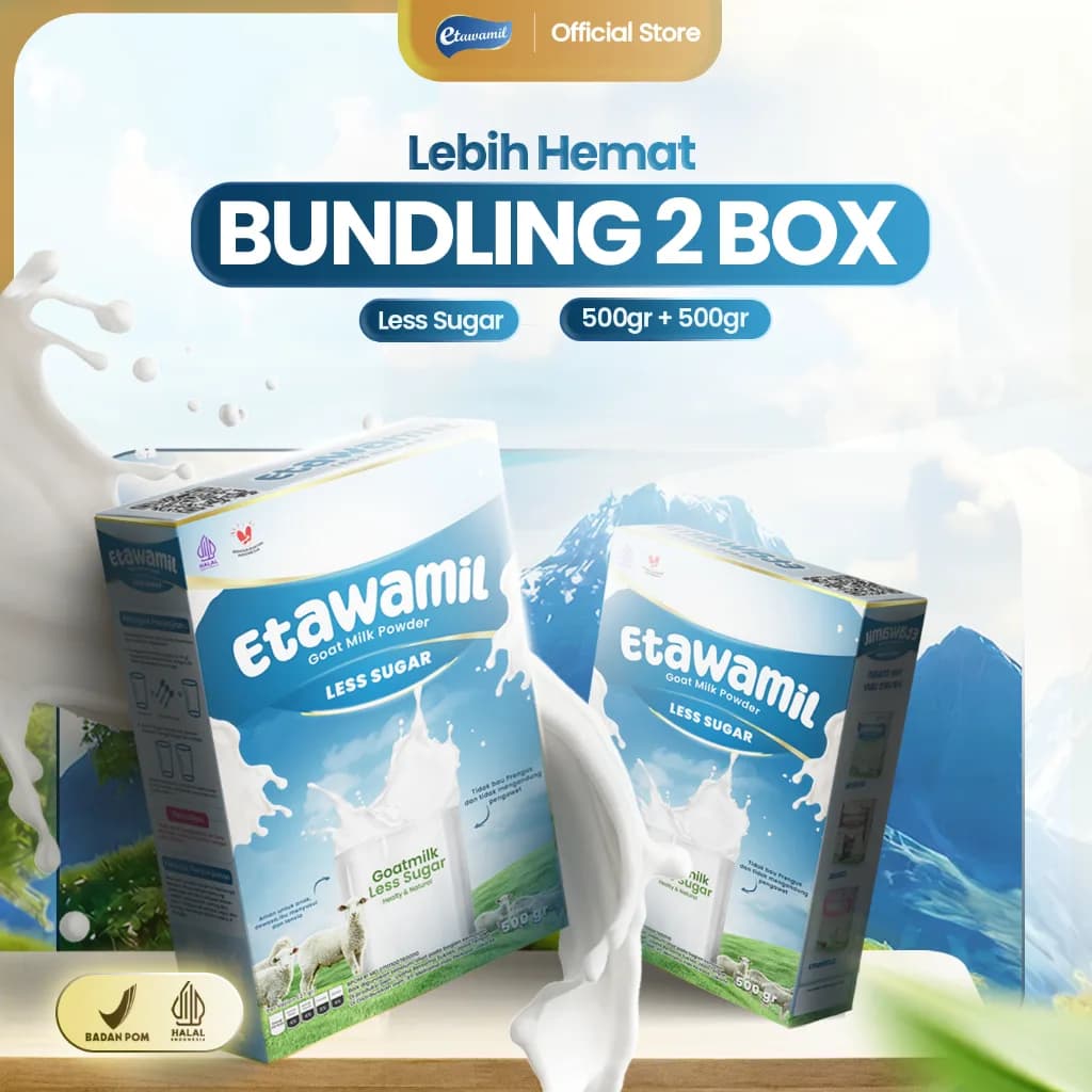 ETAWAMIL - Bundling 2 Box T Susu Kambing Etawa Bubuk Original Rendah Gula 1 KG