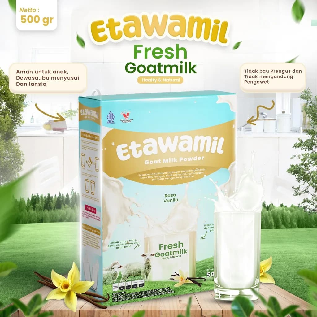 ETAWAMIL Susu Kambing Etawa Bubuk - Rasa Vanila 500 Gram, gambar kedua
