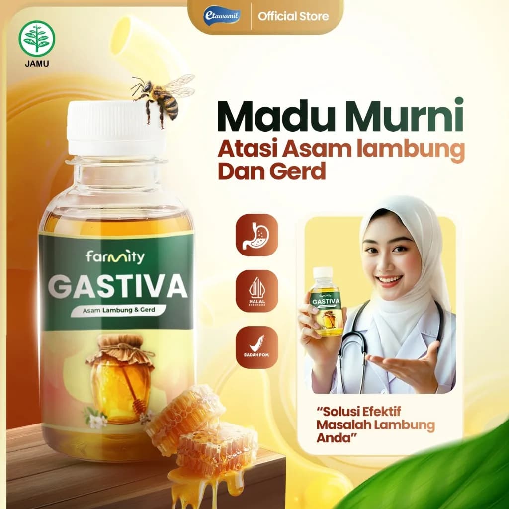 MADU GASTIVA Madu Gerd & Asam Lambung – Madu Herbal untuk GERD, Perut Perih, Maag, Perut Kembung Original 200gr