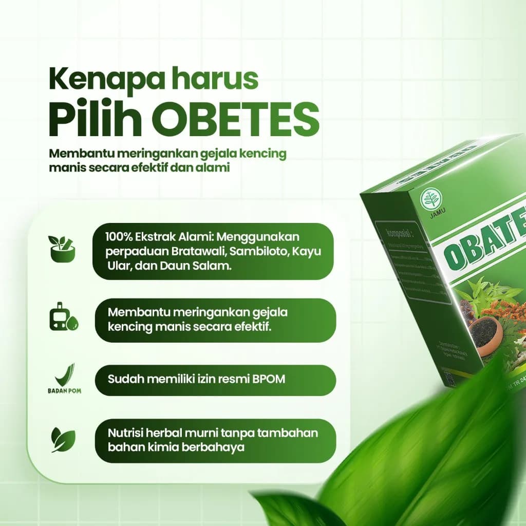 OBATES Kapsul Herbal Menurunkan Gula Darah – Herbal Bantu Kendalikan Diabetes | Penurun Gula Darah Alami BPOM Halal, gambar kedua